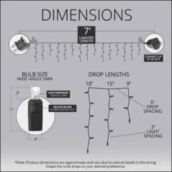 5mm Blue, Green LED Icicle Lights 7 Ft. Lighted Length, 70 Lights -Xmas Lights Store LED icicle lights 7ft 5MM 4