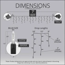 M5 Amber, Purple Halloween LED Icicle Lights, Black Wire 7 Ft. Lighted Length, 70 Lights -Xmas Lights Store LED icicle lights 7ft M5 4