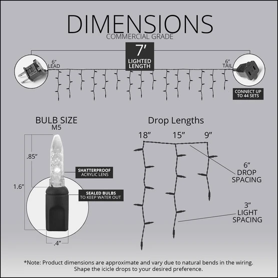 M5 Warm White Twinkle LED Icicle Lights 7 Ft. Lighted Length, 70 Lights 6 M5 Warm White Twinkle LED Icicle Lights 7 Ft. Lighted Length, 70 Lights - Image 4