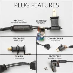 M5 Amber, Purple Halloween LED Icicle Lights, Black Wire 7 Ft. Lighted Length, 70 Lights -Xmas Lights Store LED plug black wire 1