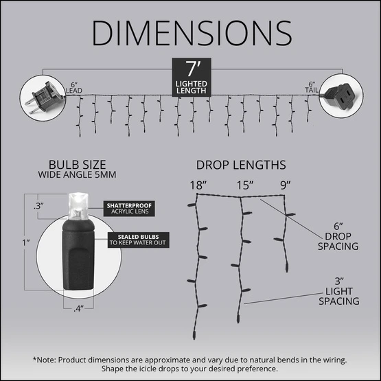 5mm Green, Red SoftTwinkle LED Icicle Lights 7 Ft. Lighted Length, 70 Lights 7 5mm Green, Red SoftTwinkle LED Icicle Lights 7 Ft. Lighted Length, 70 Lights - Image 5