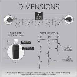 5mm Warm White SoftTwinkle LED Icicle Lights 7 Ft. Lighted Length, 70 Lights 13 5mm Warm White SoftTwinkle LED Icicle Lights 7 Ft. Lighted Length, 70 Lights -Xmas Lights Store LED softtwinkle icicle lights 7ft 5MM 2