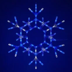 LED Folding Snowflake, Blue And Cool White Lights 36 In, 105 Lights