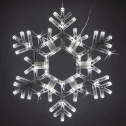 LED Folding Snowflake, Cool White Twinkle Lights 20 In, 70 Lights
