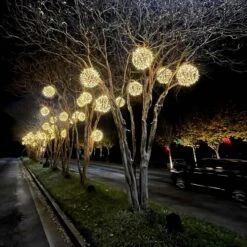 Warm White LED, Commercial Mega Sphere Christmas Light Ball, Fold Flat -Xmas Lights Store Lifestyle Megasphere WW 20in