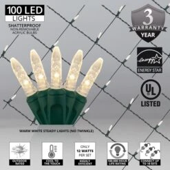 M5 Warm White LED Net Lights, Green Wire 100 Lights, 4' X 6' Net -Xmas Lights Store M5 4x6 Net Warm White Green Wire BadgeSpecs