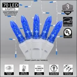 M5 Blue LED Icicle Lights 7 Ft. Lighted Length, 70 Lights -Xmas Lights Store M5 BLUE led icicle lights feature graphic