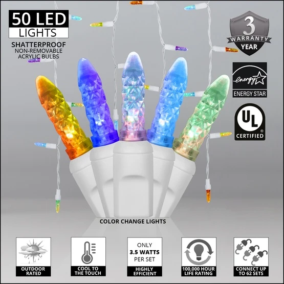 M5 Multicolor Color Change LED Icicle Lights 4.5 Ft. Lighted Length, 50 Lights 5 M5 Multicolor Color Change LED Icicle Lights 4.5 Ft. Lighted Length, 50 Lights - Image 3