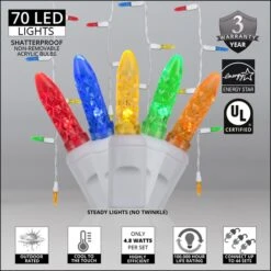 M5 Multicolor LED Icicle Lights 7 Ft. Lighted Length, 70 Lights 10 M5 Multicolor LED Icicle Lights 7 Ft. Lighted Length, 70 Lights -Xmas Lights Store M5 MULTI led icicle lights feature graphic