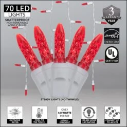 M5 Red LED Icicle Lights 7 Ft. Lighted Length, 70 Lights -Xmas Lights Store M5 RED led icicle lights feature graphic