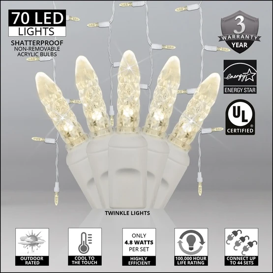 M5 Warm White Twinkle LED Icicle Lights 7 Ft. Lighted Length, 70 Lights 5 M5 Warm White Twinkle LED Icicle Lights 7 Ft. Lighted Length, 70 Lights - Image 3