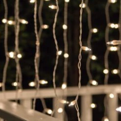 Clear Curtain Lights, White Wire 5.5 Ft. Lighted Length, 150 Lights -Xmas Lights Store Mini Lights Curtain Party Lighting Bulbs 7423A