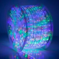 150' Multi: Red, Blue, Green, Yellow LED Rope Light, 2 Wire 1/2", 120 Volt