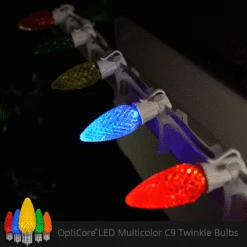C9 Multicolor Twinkle OptiCore Commercial LED Christmas String Lights -Xmas Lights Store OptiCore C9 Multicolor Twinkle Bulbs