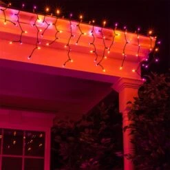 Orange, Purple Halloween Icicle Lights, Black Wire 8.5 Ft. Lighted Length, 150 Lights 17 Orange, Purple Halloween Icicle Lights, Black Wire 8.5 Ft. Lighted Length, 150 Lights -Xmas Lights Store Purple Orange Halloween Icicle Lights Black Wire 2562
