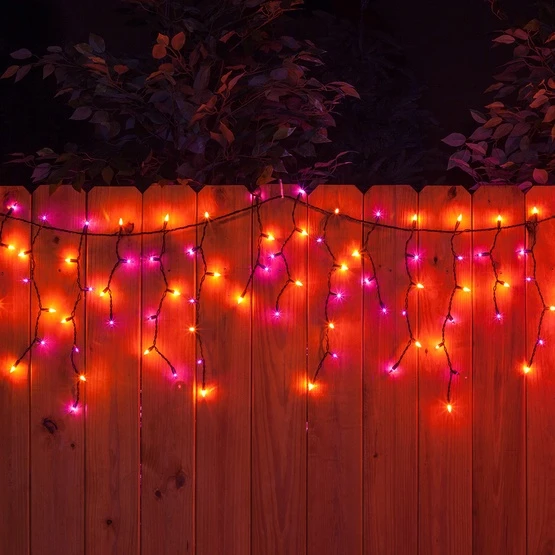 Orange, Purple Halloween Icicle Lights, Black Wire 8.5 Ft. Lighted Length, 150 Lights 9 Orange, Purple Halloween Icicle Lights, Black Wire 8.5 Ft. Lighted Length, 150 Lights - Image 7