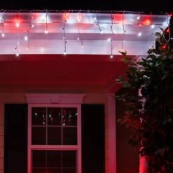 5mm Cool White, Red LED Icicle Lights 7 Ft. Lighted Length, 70 Lights -Xmas Lights Store Red Cool White 5mm LED Icicle Lights 8757