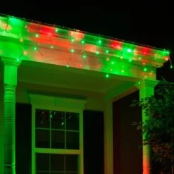 5mm Green, Red LED Icicle Lights 7 Ft. Lighted Length, 70 Lights -Xmas Lights Store Red Green 5mm LED Icicle Lights Roofline 7392