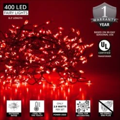 Red LED Fairy Garland Lights, Silver Wire -Xmas Lights Store Red LED Fairy Garland Lights Features