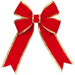 Red With Gold Trim Structural 3D Velvet Christmas Bow