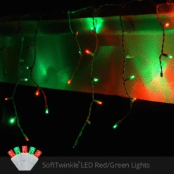 5mm Green, Red SoftTwinkle LED Icicle Lights 7 Ft. Lighted Length, 70 Lights 10 5mm Green, Red SoftTwinkle LED Icicle Lights 7 Ft. Lighted Length, 70 Lights -Xmas Lights Store SoftTwinkle Icicle Red Green