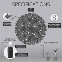 Warm White LED Starlight Sphere -Xmas Lights Store Specs LED 6inch Starlight Spheres