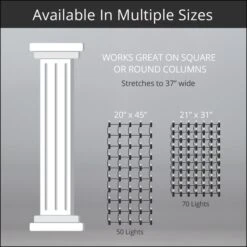 5mm Warm White LED StretchNet Pro Column Wrap Lights, White Wire -Xmas Lights Store StretchNet Lights Column Dimensions