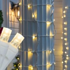 5mm Warm White LED StretchNet Pro Column Wrap Lights, White Wire -Xmas Lights Store StretchNetPro Product Graphic Overlay Warm White WHITE Wire