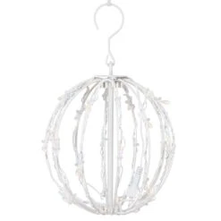 Warm White LED Christmas Light Ball, Fold Flat White Frame -Xmas Lights Store WW 8in 5MM Light Sphere 4162