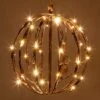 Warm White LED Christmas Light Ball, Fold Flat Brown Frame -Xmas Lights Store WW 8in Brown Wire 5mm Light Sphere 4250