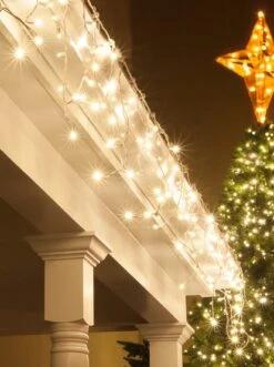 5mm Warm White LED Icicle Lights 7 Ft. Lighted Length, 70 Lights -Xmas Lights Store Warm White 5mm LED Icicle Lights 6104A