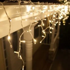 5mm Warm White LED Icicle Lights 7 Ft. Lighted Length, 70 Lights