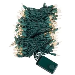 140 Clear Chasing Mini Lights, 4" Spacing, Green Wire -Xmas Lights Store clear chasing standard mini lights 3529