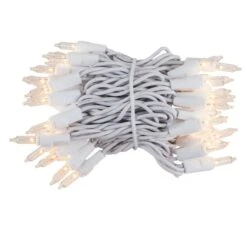 100 Clear Christmas Tree Mini Lights, 4" Spacing, White Wire -Xmas Lights Store clear christmas mini lights 3534 2