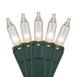 100 Clear Twinkle Christmas Tree Mini Lights, 6" Spacing, Green Wire