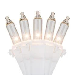 Commercial 100 Clear Christmas Mini Lights, 6" Spacing, White Wire