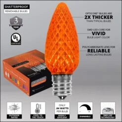 C9 Amber OptiCore Commercial LED Halloween String Lights -Xmas Lights Store comm string lights badges c9 faceted orange LED