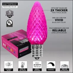 C9 Pink OptiCore Commercial LED -Xmas Lights Store comm string lights badges c9 faceted pink LED