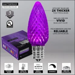 C9 Purple OptiCore Commercial LED Halloween String Lights -Xmas Lights Store comm string lights badges c9 faceted purple LED