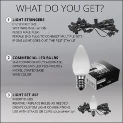 C7 Pink Smooth OptiCore Commercial LED -Xmas Lights Store comm string lights what do you get C7 smooth 1