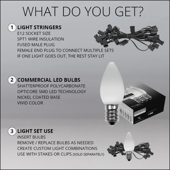 C7 Pink Smooth OptiCore Commercial LED Christmas String Lights 7 C7 Pink Smooth OptiCore Commercial LED Christmas String Lights - Image 5