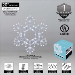 LED Folding Snowflake, Cool White Lights 20 In, 70 Lights -Xmas Lights Store feature motif folding snowflake 20 inch cool white