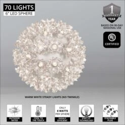 Warm White LED Starlight Sphere -Xmas Lights Store feature starlight sphere LED 6in WW