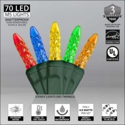 M5 Multi Color LED Christmas Lights 70 Lights, 24 Feet -Xmas Lights Store feature1 led string lights m5 multi amber 70ct 4spacing
