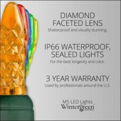 M5 Multi Color LED Christmas Lights 70 Lights, 24 Feet -Xmas Lights Store feature2 led string lights m5 multi amber 70ct 4spacing