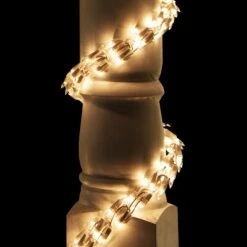 18' Garland Lights, 600 Clear Lamps, White Wire -Xmas Lights Store garland lights clear white wre