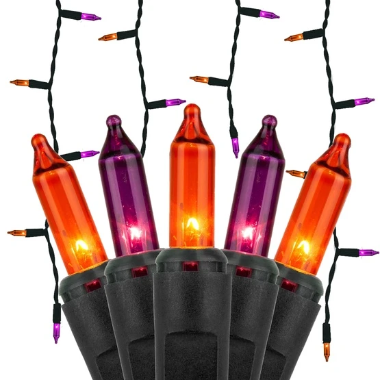 Orange, Purple Halloween Icicle Lights, Black Wire 8.5 Ft. Lighted Length, 150 Lights 4 Orange, Purple Halloween Icicle Lights, Black Wire 8.5 Ft. Lighted Length, 150 Lights - Image 2