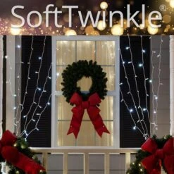 Cool White SoftTwinkle LED Curtain Lights 5.5 Ft. Lighted Length, 150 Lights -Xmas Lights Store inuse branded led curtain lights cool white softtwinkle