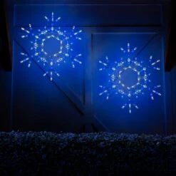 LED Folding Snowflake, Blue And Cool White Lights 36 In, 105 Lights -Xmas Lights Store life motif folding snowflake 36 inch blue cool white