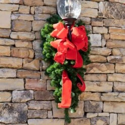 Olympia Pine Prelit Commercial LED Teardrop Christmas Greenery, Warm White Lights -Xmas Lights Store lifestyle olympia garland teardrop lamppost